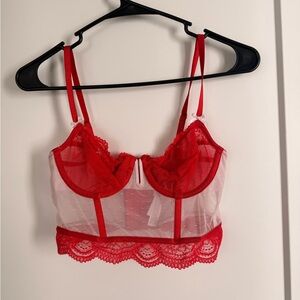 Auden Red Sheer Lace Bralette